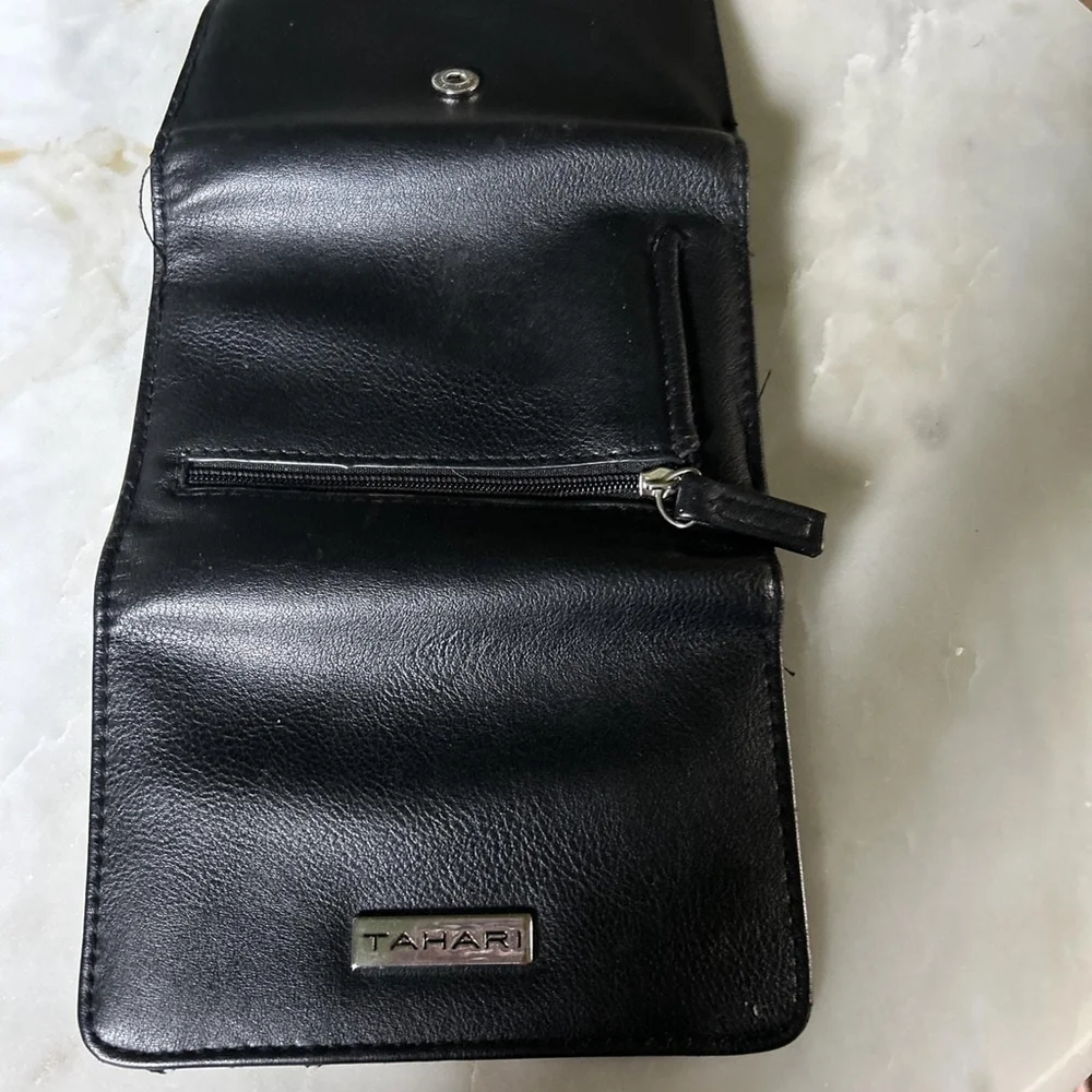 Tamari Black Leather Wallet Trifold